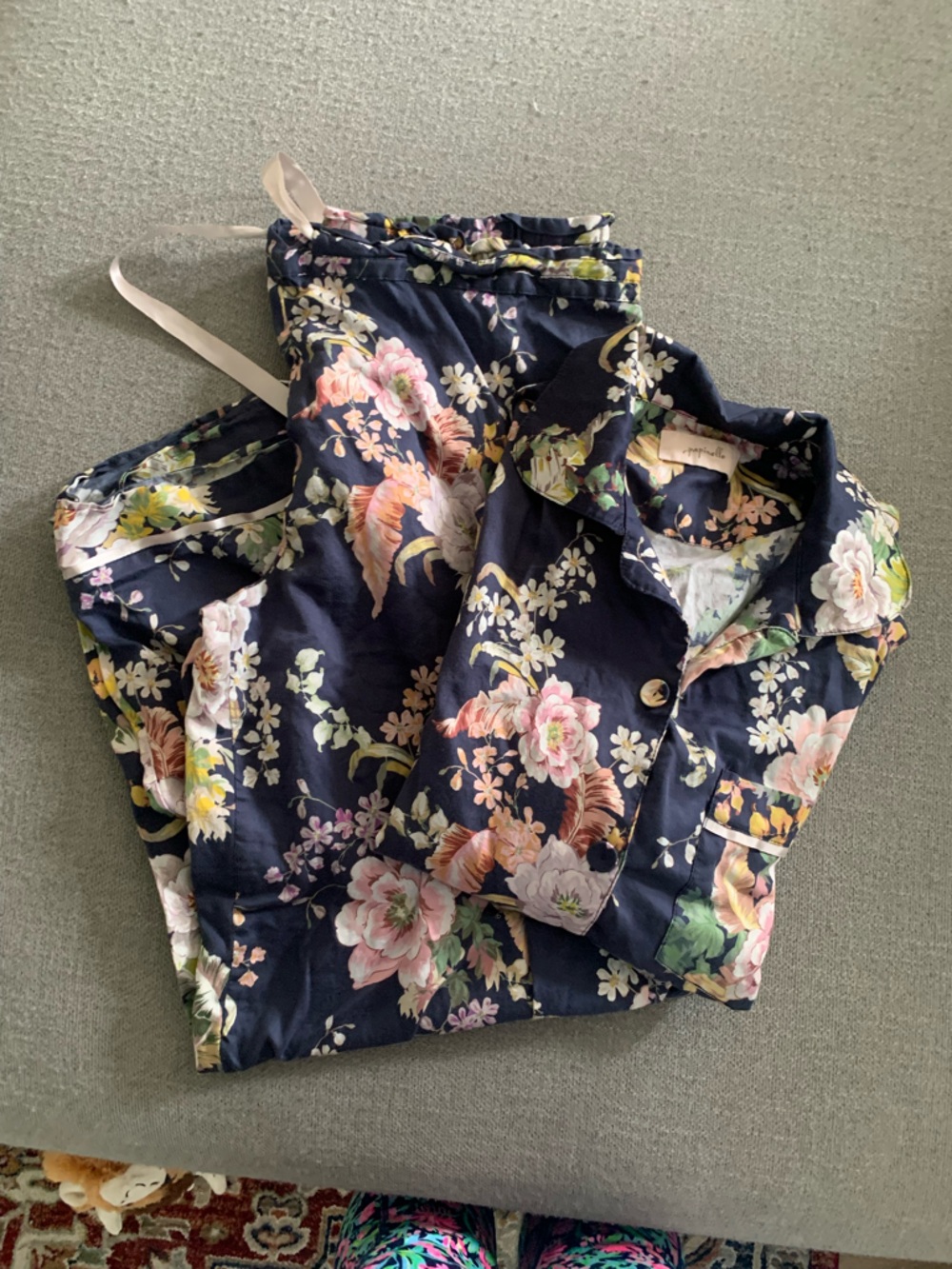 Floral Navy Women's Pajama Pants Set- Soft Sleep Lounge